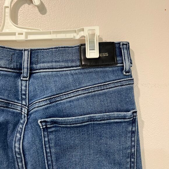 Express High Rise Flare Jeans Blue Denim Size 4R Long Leg Stretch - Picture 6 of 7